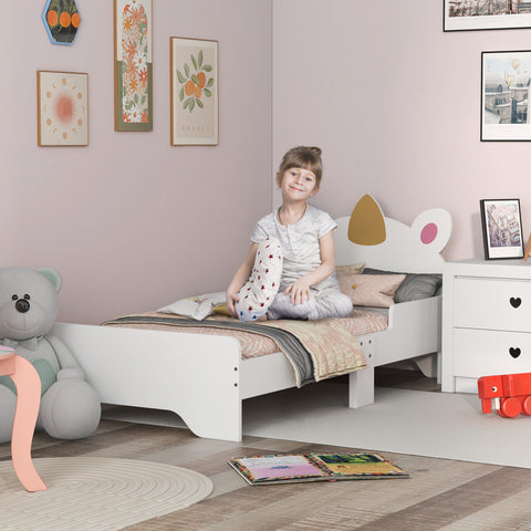 Cama para Crianças de 3-6 Anos 143x74x67 cm Cama Infantil de Madeira em Forma de Unicornio Móvel de Dormitório Moderno Carga 80 kg Branco
