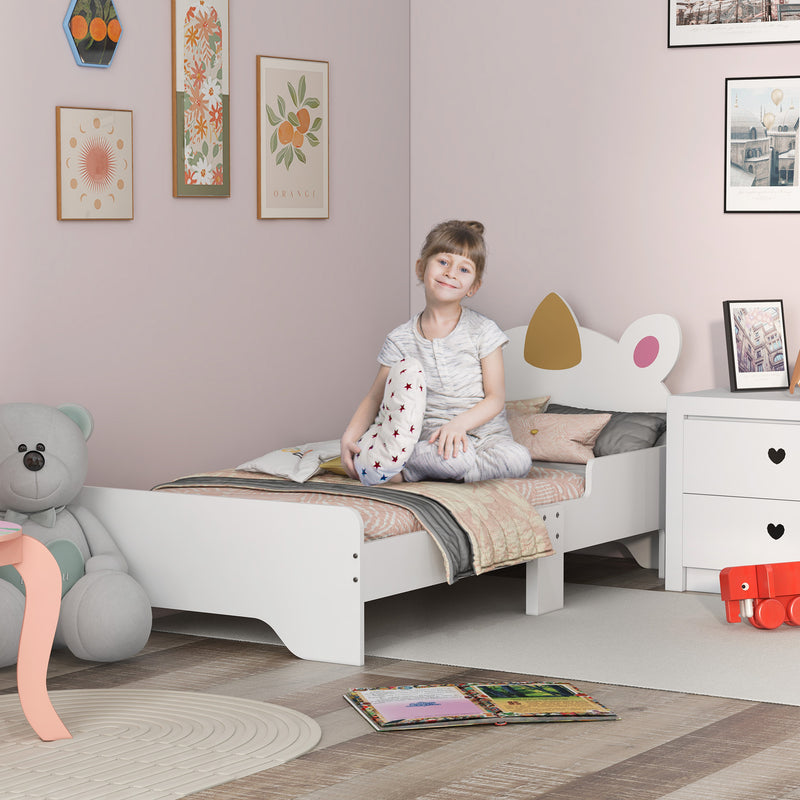 Cama para Crianças de 3-6 Anos 143x74x67 cm Cama Infantil de Madeira em Forma de Unicornio Móvel de Dormitório Moderno Carga 80 kg Branco