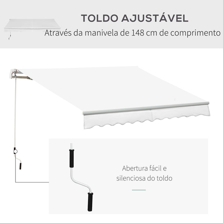 Toldo Manual Dobrável de Alumínio 3,5x2,5m com Manivela À Prova D 'Água de Alumínio de Aço Tecido De Poliéster