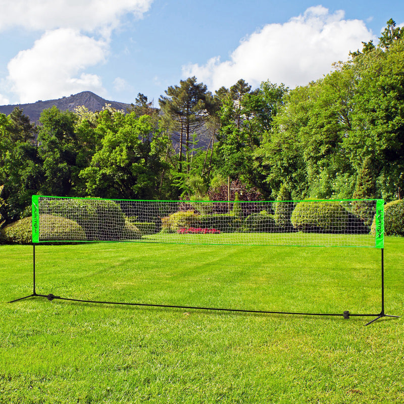 Kit de Badminton de 7 Peças Jogo de Badminton com 2 Raquetes 3 Badminton 2 Raquetes de Pickleball 2 Bolas de Pickleball Bola de Voleibol e Rede com Suporte Preto e Verde