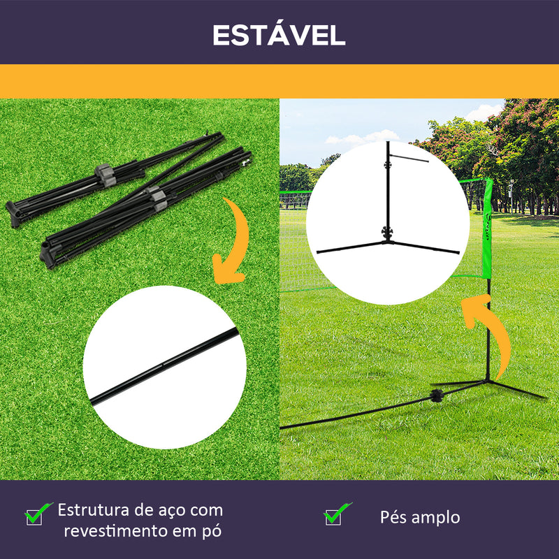 Kit de Badminton de 7 Peças Jogo de Badminton com 2 Raquetes 3 Badminton 2 Raquetes de Pickleball 2 Bolas de Pickleball Bola de Voleibol e Rede com Suporte Preto e Verde