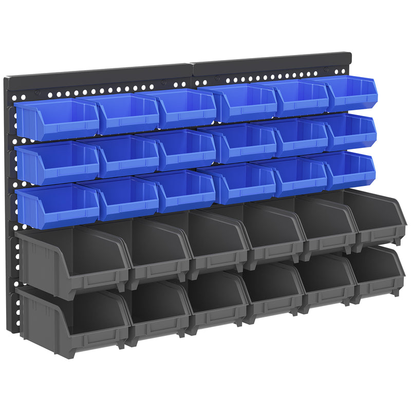 Organizador de Ferragens para Parede Armário Organizador de Ferragens com 30 Caixas de 2 Tamanhos Diferentes 63x18x37,5 cm Azul e Cinza