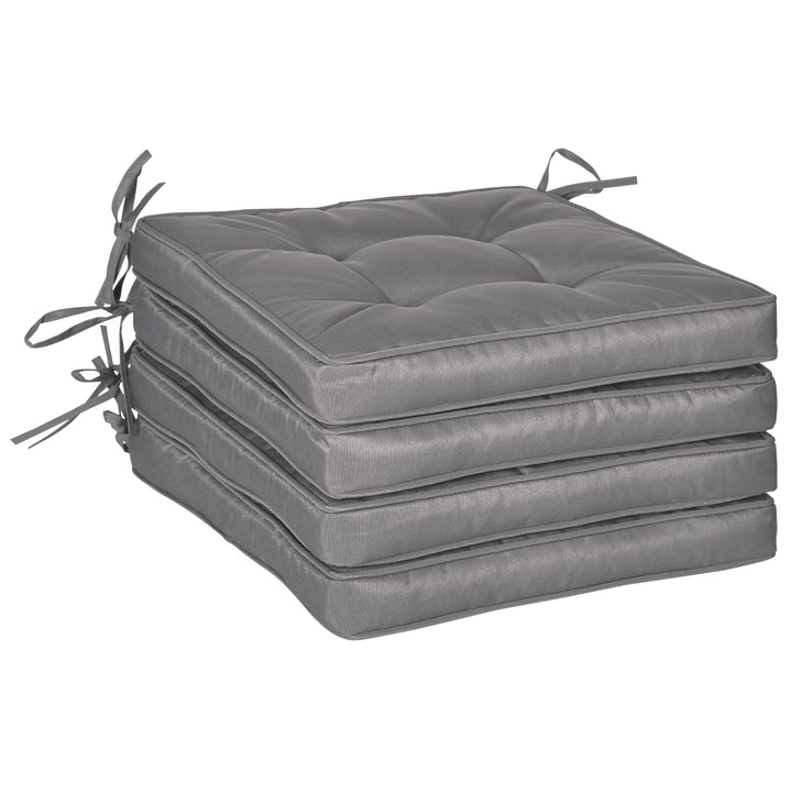 Conjunto de Almofadas para Cadeiras de Jantar 42x42x5 cm Jogo de 4 Peças Almofadas para Cadeiras de Jardim Impermeáveis com 2 Amarras de Fixação Cinzento