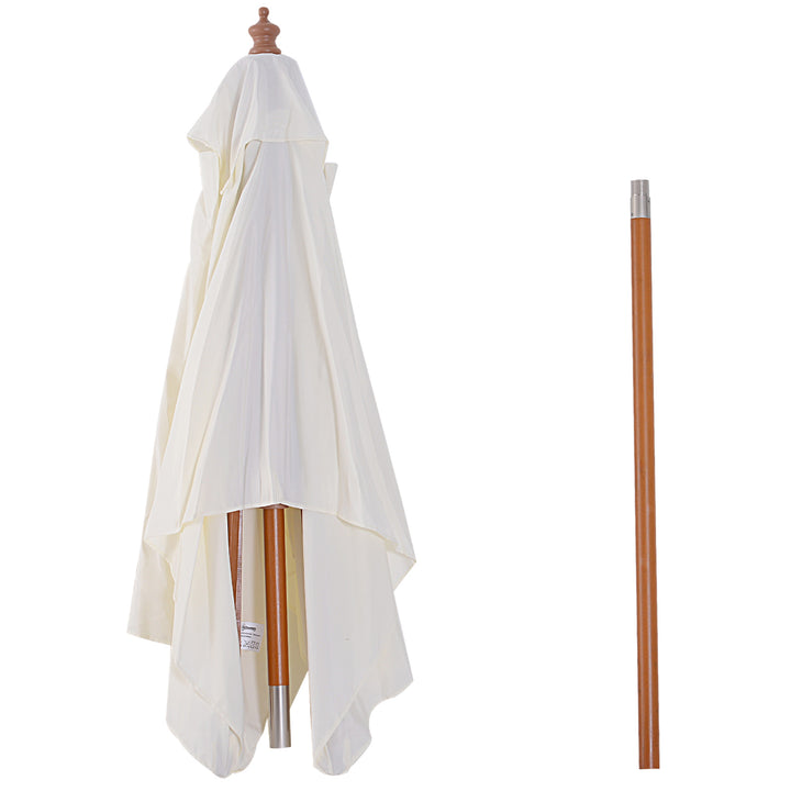 Guarda-sol 200x150x230 cm de Bambu Madeira para Jardim Terraço Pátio Praia Dois Tectos Ângulo Inclinável Rectângulo de 38mm Crema