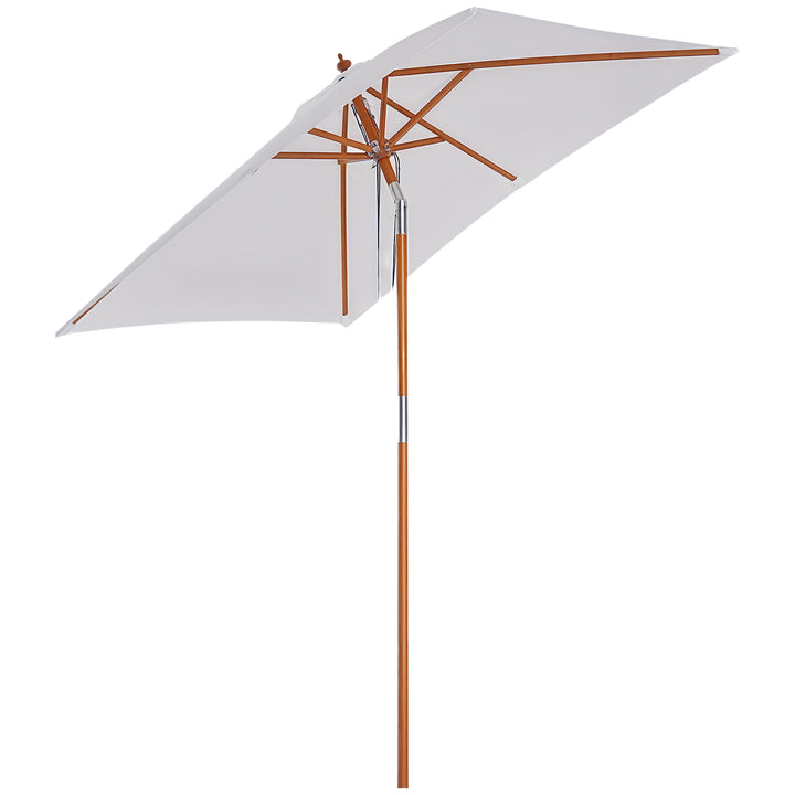Guarda-sol 200x150x230 cm de Bambu Madeira para Jardim Terraço Pátio Praia Dois Tectos Ângulo Inclinável Rectângulo de 38mm Crema