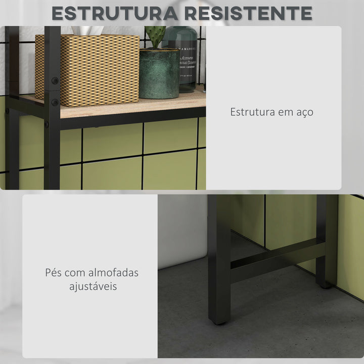 Móvel sobre Sanita Organizador sobre WC com 2 Portas Prateleira Ajustável Prateleira Aberta Estante de Casa de Banho sobre WC para Espaço Pequeno 64x19x178 cm Madeira