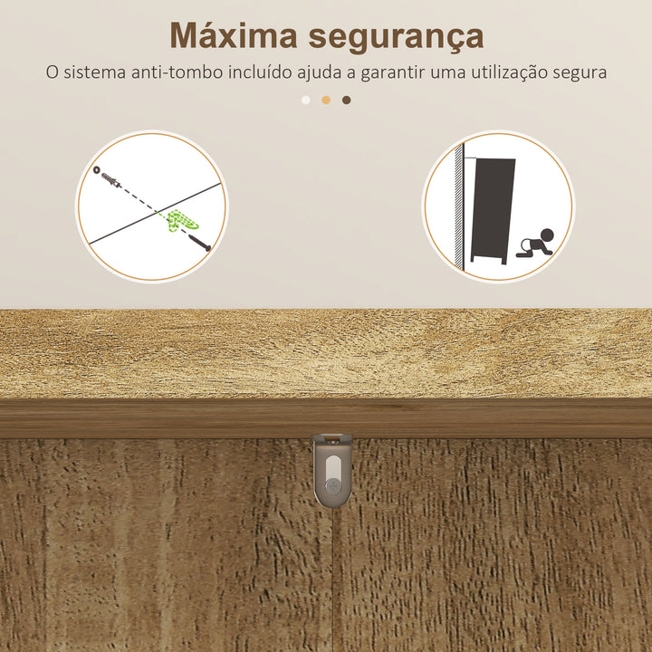 Armário de Cozinha Armário Despensa Cozinha com 2 Portas de Vime e 16 Prateleiras Despensa Moderna com Prateleiras Ajustáveis para Sala de Jantar 60x30x104 cm Madeira