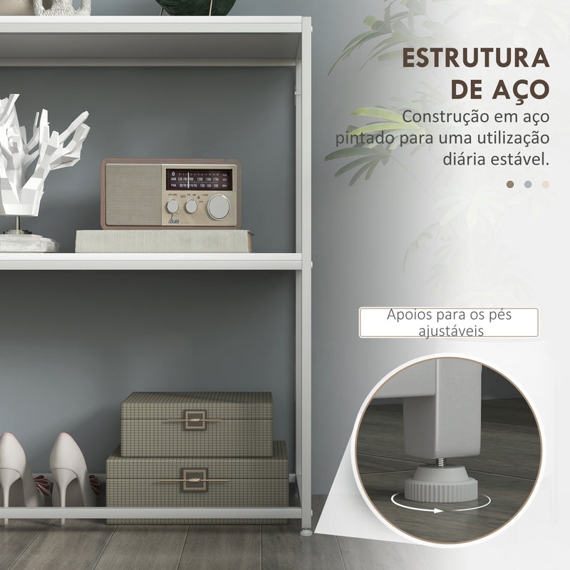 Mesa Consola de Entrada Mesa de Entrada com Estante Aberto e Estrutura de Aço Anti-tombo para Sala Corredor 100x30x87 cm Branco