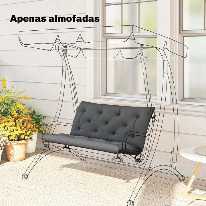 Almofada para Banco com Encosto 100x98x8cm Almofada de Banco de 2 Lugares com 6 Cordões de Fixação para Jardim Terraço Balcão Exterior Cinza