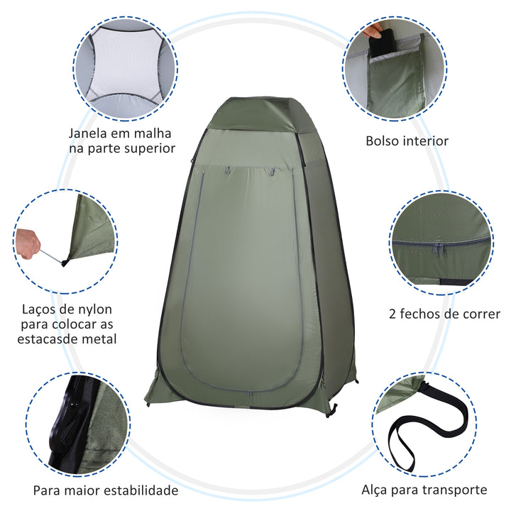 Vestiário de praia dobrável Tenda para o chuveiro 120x120x190 cm Verde