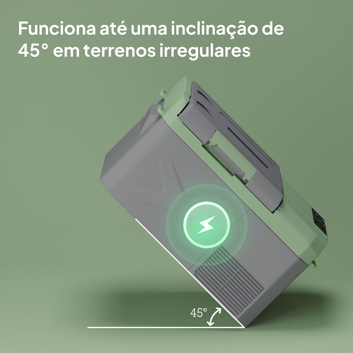 Geleira Portátil Elétrica 17,5L Geleira para Carro -20? a +20 ? 12V/24V Mini Geleira com Rodas Compressor e Ecrã LED Tátil para Casa Campismo Viagens 61x34x32,4 cm Cinza e Verde