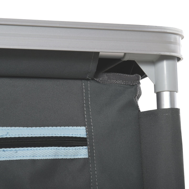 Armário de Campismo Dobrável Móvel de Cozinha para Camping com 3 Prateleiras Compartimento com Porta de Fecho Estrutura de Alumínio e Bolsa de Transporte para Exterior 96x49,5x104 cm Cinza