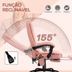 Cadeira de Massagem com 7 Pontos de Massagem Cadeira de Escritório Reclinável com Altura Ajustável Apoio para os Pés e Controlo Remoto 67x67x111-121 cm Rosa