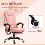 Cadeira de Massagem com 7 Pontos de Massagem Cadeira de Escritório Reclinável com Altura Ajustável Apoio para os Pés e Controlo Remoto 67x67x111-121 cm Rosa