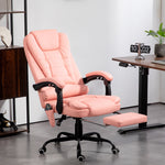 Cadeira de Massagem com 7 Pontos de Massagem Cadeira de Escritório Reclinável com Altura Ajustável Apoio para os Pés e Controlo Remoto 67x67x111-121 cm Rosa