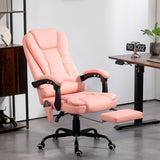 Cadeira de Massagem com 7 Pontos de Massagem Cadeira de Escritório Reclinável com Altura Ajustável Apoio para os Pés e Controlo Remoto 67x67x111-121 cm Rosa