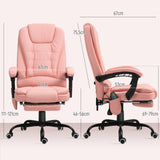 Cadeira de Massagem com 7 Pontos de Massagem Cadeira de Escritório Reclinável com Altura Ajustável Apoio para os Pés e Controlo Remoto 67x67x111-121 cm Rosa