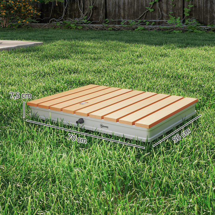 Kit de Duche de Jardim Portátil Duche Exterior de Chão Altura Ajustável até 4 m Estrutura de Alumínio Resistente à Água Raios UV para Campismo Piscina Praia 70,5x55x7,5 cm Madeira