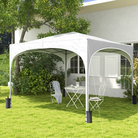 Tenda Dobrável 3x3 m Tenda de Jardim com Altura Ajustável Bolsa de Transporte Tecido Anti-UV e Sacos de Areia para Exterior Jardim Branco