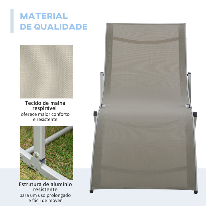 Conjunto de 2 Espreguiçadeiras de Jardim em Forma de S com Estrutura de Aluminio e Textilene para Piscina Pátio Varanda 165x61x63 cm Cinza