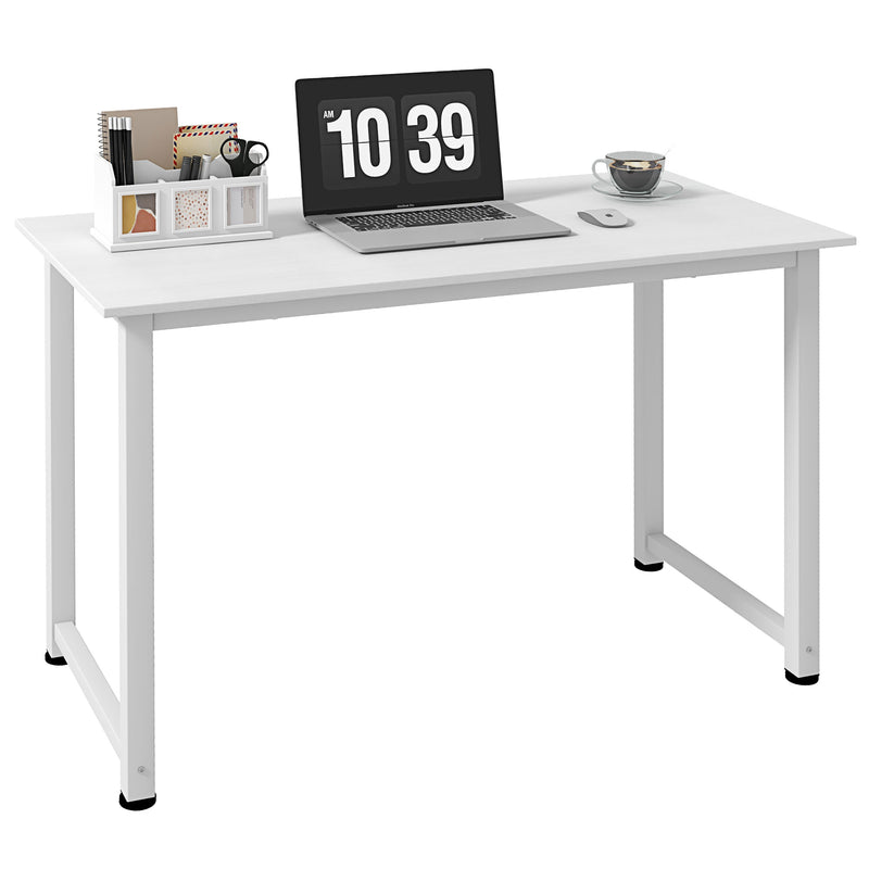 Secretária Moderna Mesa de Estudo com Estrutura de Aço e Pés Ajustáveis Mesa de Computador para Escritório Casa 120x60x76 cm Branco