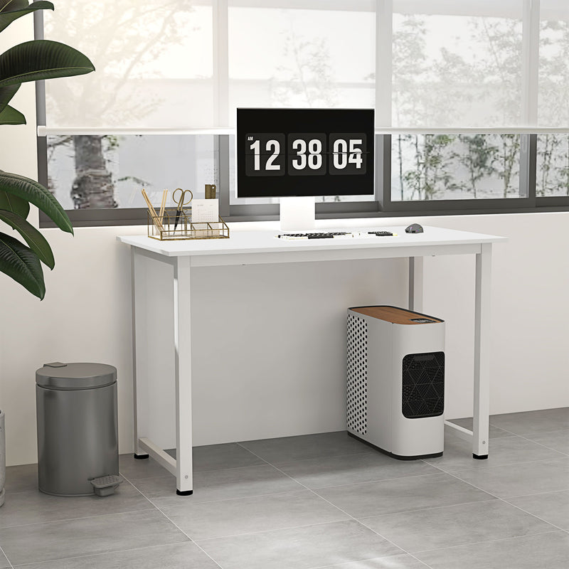 Secretária Moderna Mesa de Estudo com Estrutura de Aço e Pés Ajustáveis Mesa de Computador para Escritório Casa 120x60x76 cm Branco