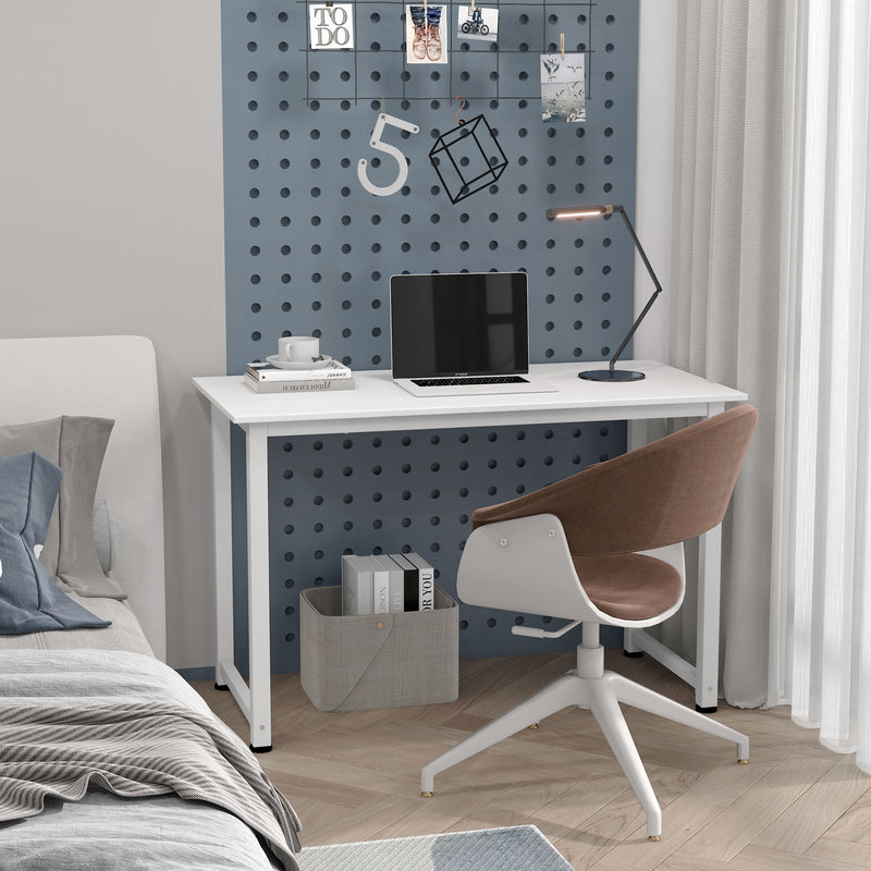 Secretária Moderna Mesa de Estudo com Estrutura de Aço e Pés Ajustáveis Mesa de Computador para Escritório Casa 120x60x76 cm Branco