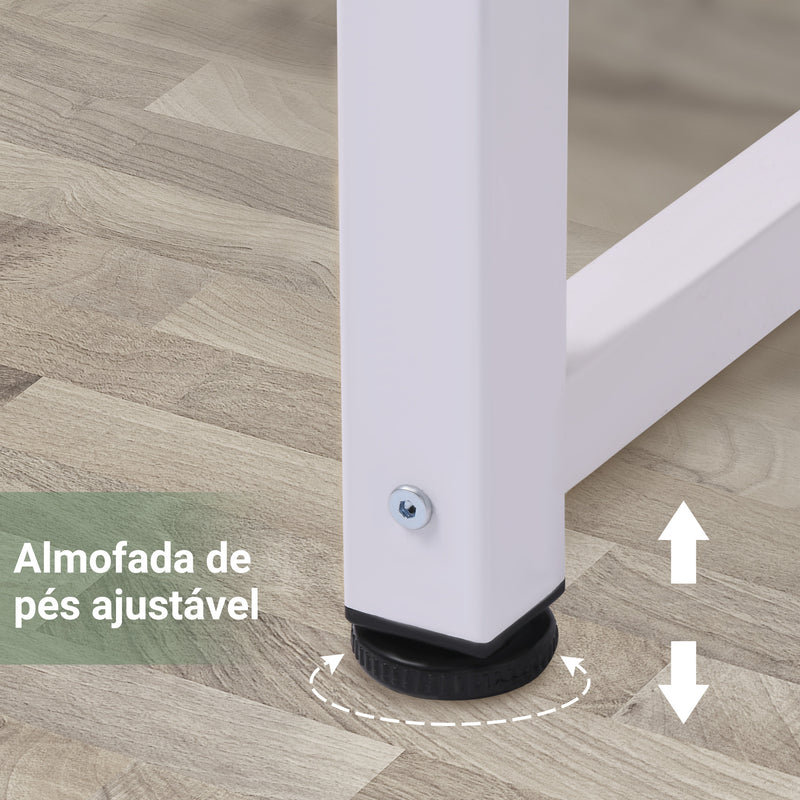 Secretária Moderna Mesa de Estudo com Estrutura de Aço e Pés Ajustáveis Mesa de Computador para Escritório Casa 120x60x76 cm Branco