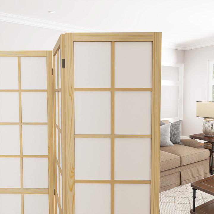Biombo Dobrável de 4 Painéis Ecrã de Privacidade Separador de Ambientes de Interior para Sala de Estar Dormitório e Escritório 160x170 cm Madeira e Branco