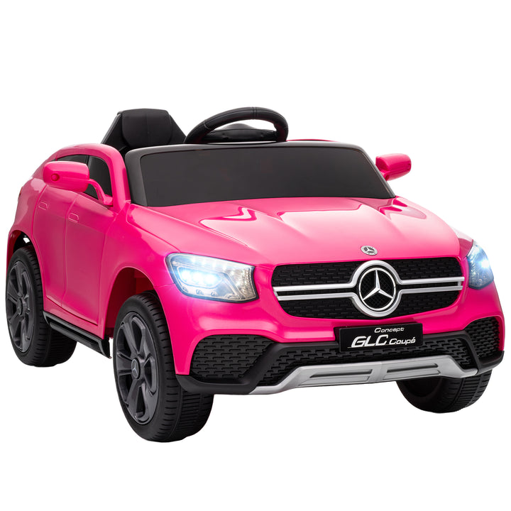 Carro Elétrico para Crianças, Mercedes-Benz GLC Coupé, Carro de Bateria 12V, com Controlo Remoto 2,4 G, Motor Duplo, MP3, Buzina e Faróis LED, para Crianças dos 3 aos 6 Anos, Rosa