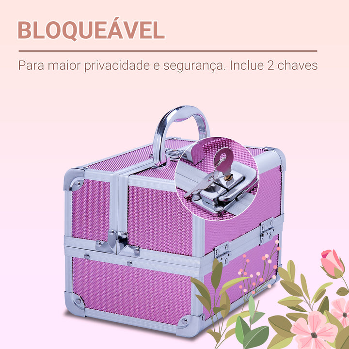 Mala Profissional em Alumínio Cor-de-rosa 15 x 15 x 20 cm
