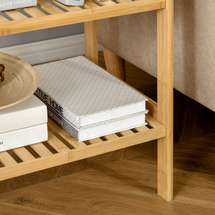 Estante de Bambú de 4 Níveis Móvel Organizador Multifuncional para Casa de Banho Cozinha Sala de Estar com Dispositivo Anti-Rolamento 62x33x112cn Natural