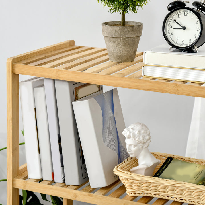 Estante de Bambú de 4 Níveis Móvel Organizador Multifuncional para Casa de Banho Cozinha Sala de Estar com Dispositivo Anti-Rolamento 62x33x112cn Natural