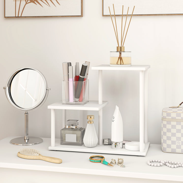 Estante Efeito Madeira Estante para Livros de 3 Níveis Estilo Moderna com Estrutura de Metal Prateleira de Arrumação para Secretária Escritório Cozinha 40x20x34,5 cm Branco