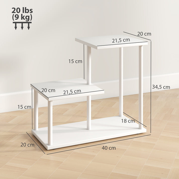 Estante Efeito Madeira Estante para Livros de 3 Níveis Estilo Moderna com Estrutura de Metal Prateleira de Arrumação para Secretária Escritório Cozinha 40x20x34,5 cm Branco