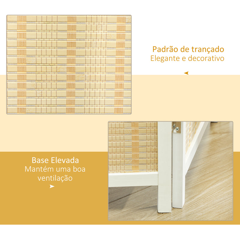 Biombo de 4 Painéis Dobrável 180x180 cm Separador de Ambientes Divisor de Habitação Tecido a Mão de Bambu e Fio de Algodão Decoração Elegante para Sala de Estar Branco