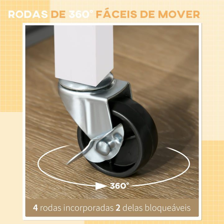 Carrinho de Cozinha com Rodinhas Prateleiras e Gaveta 88,5x40x86cm