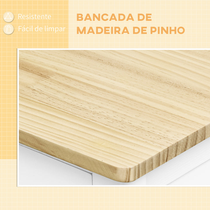 Carrinho de Cozinha com Rodinhas Prateleiras e Gaveta 88,5x40x86cm