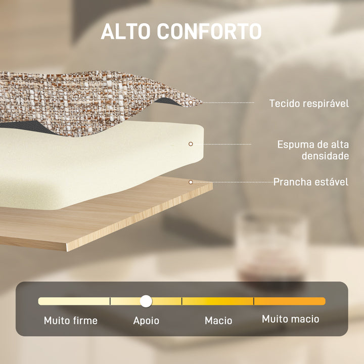 Poltrona de Sala com Assento Rotativo Poltrona de Sala Revestida em Tecido Linho com Assento Amplo Acolchoado Espesso Pés de Metal para Quarto Leitura Bege