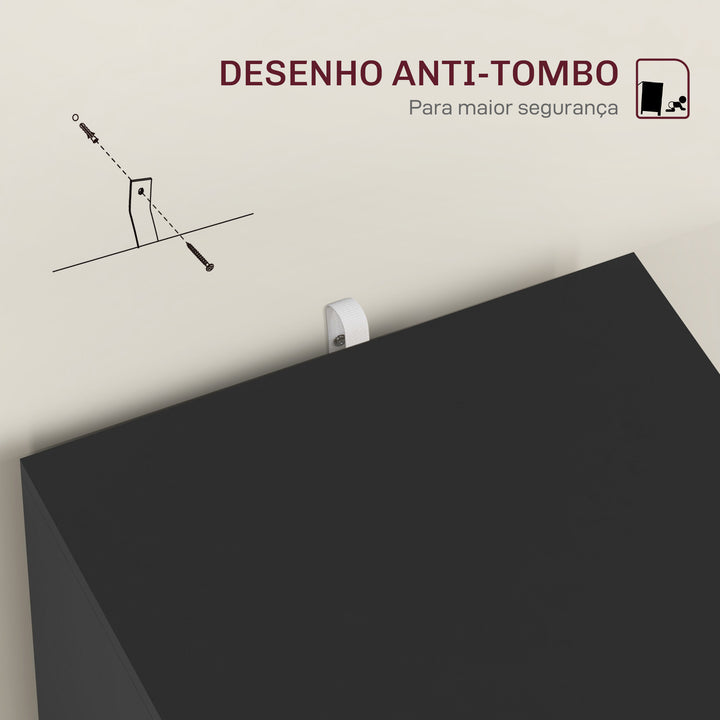 Bloco de Gavetas para Escritório Móvel Arquivador com 2 Gavetas para Escritório com Fechadura e Barras para Documentos A4 e Carta 40x41,5x67,5 cm Preto