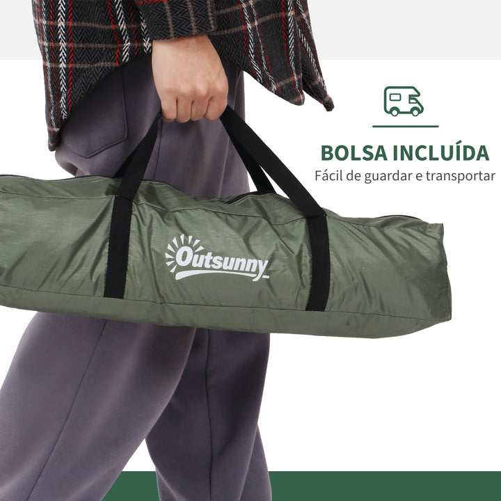 Tenda de Campismo para 2 Pessoas Tenda de Campismo Dobrável com 2 Janelas de Malha Bolso Interior Bolsa de Transporte e Estrutura de Fibra de Vidro 206x152x110 cm Verde