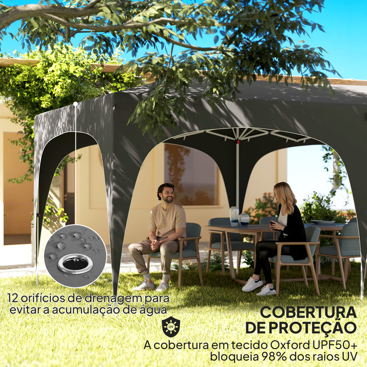 Tenda Dobrável tenda 3x6 m com Painéis Laterais UPF50+ Tenda de Jardim com Altura Ajustável e Bolsa de Transporte para Campismo Festas Pátio Cinza Escuro