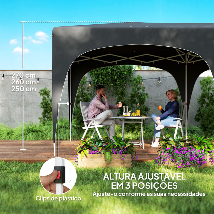 Tenda Dobrável tenda 3x6 m com Painéis Laterais UPF50+ Tenda de Jardim com Altura Ajustável e Bolsa de Transporte para Campismo Festas Pátio Cinza Escuro