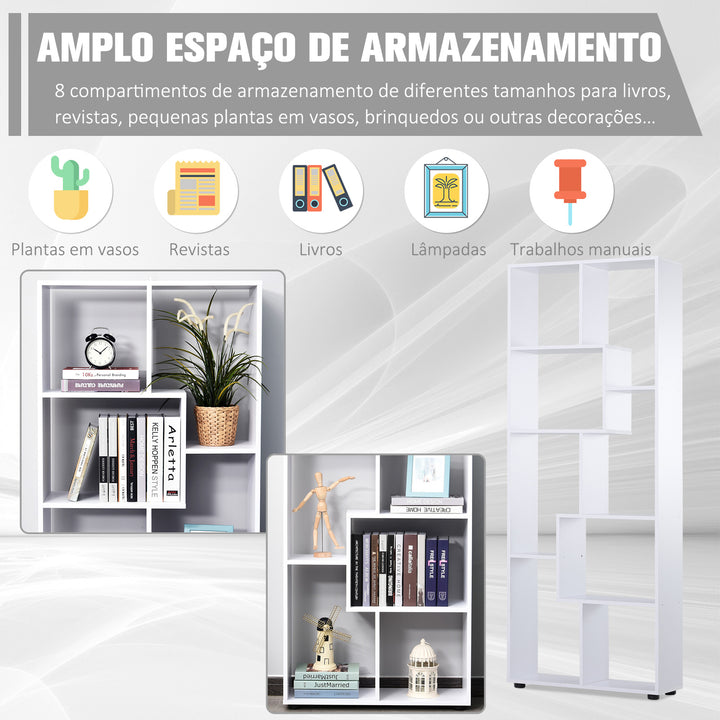 Estante Vertical Multifuncional com 8 Prateleiras Largas 70x24x178cm Branco