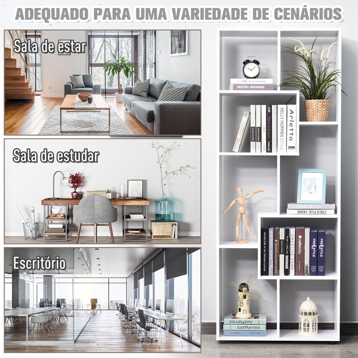 Estante Vertical Multifuncional com 8 Prateleiras Largas 70x24x178cm Branco