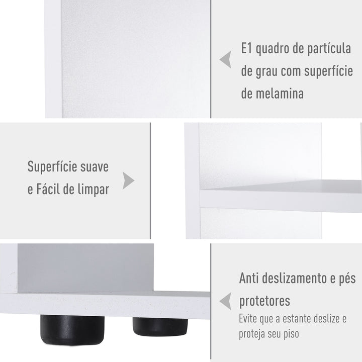 Estante Vertical Multifuncional com 8 Prateleiras Largas 70x24x178cm Branco