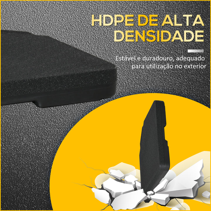 Conjunto de Pesos para Base de Chapéu de Sol de 4 Peças Base para Chapéu de Sol Quadrado Preenchível 60 kg de Água 70 kg de Areia ou 80 kg Mixto para Base Cruzada Preto