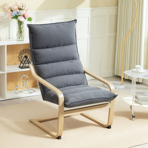 Poltrona de Sala de Estar Moderna Poltrona com Encosto Alto Apoio para os Braços e Pés de Madeira Estofada em Veludo Poltrona para Dormitório Sala de Estar 67x83x105 cm Cinzento