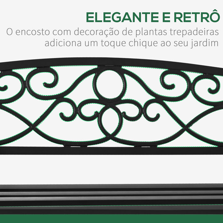 Banco de Jardim de 2 Lugares com Encosto e Apoio para os Braços Vintage para Terraço Varanda Pátio Exterior Carga 280kg Ferro Fundido 128x58,5x85cm Preto