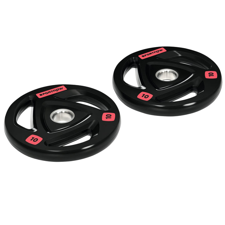 Conjunto de 2 Discos de Pesos Olimpicos 10kg Ferro Fundido Placas de Peso Revestido em Borracha com Orifício de 5cm para Treinamento Fitness em Ginásio Casa Ø32x4cm Preto